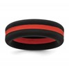 Silicone Black with Red Line Center 7.5mm Flat Band Size 8