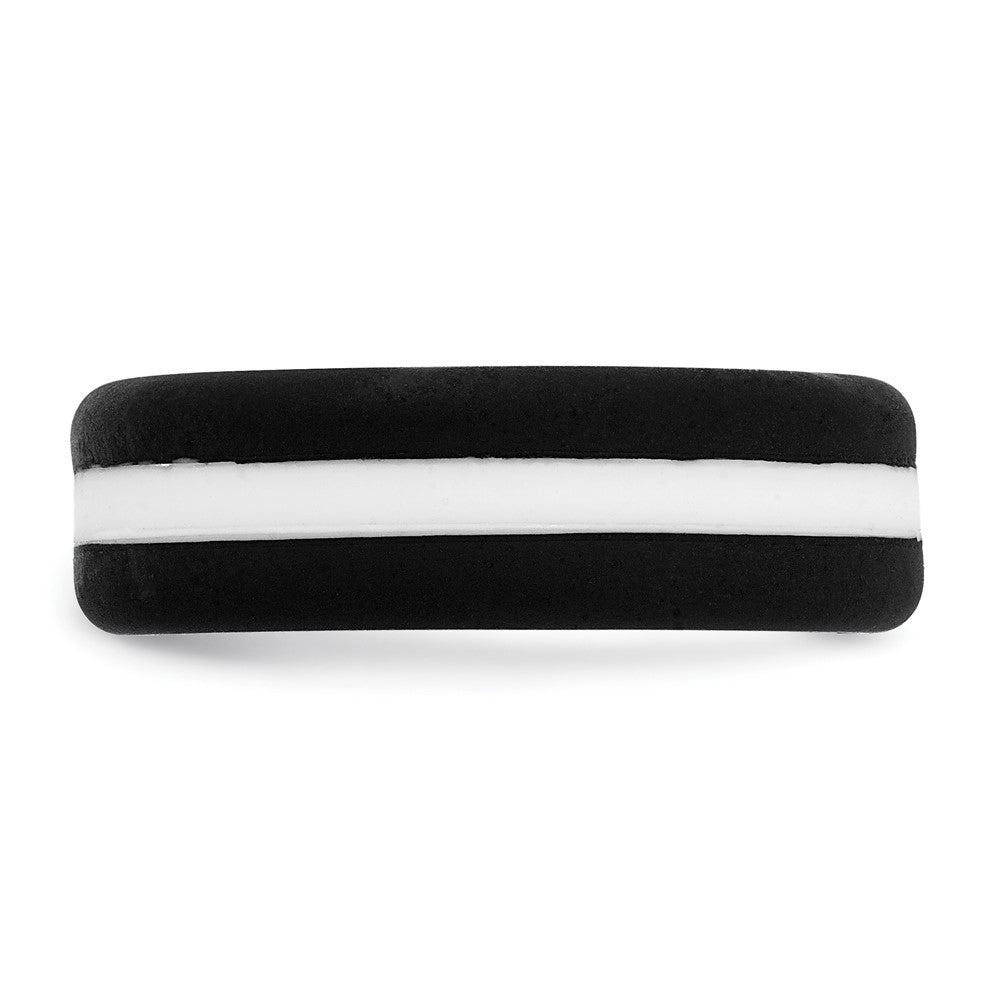 Silicone Black with White Line Center 7.5mm Flat Band Size 12