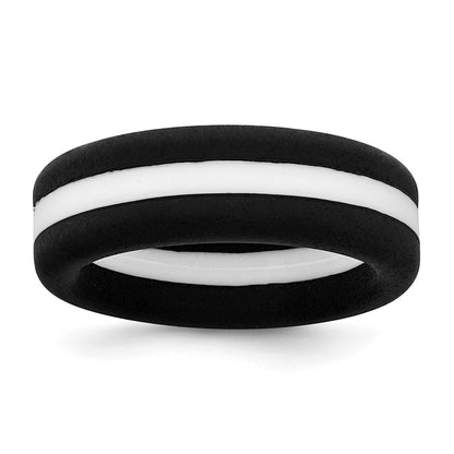 Silicone Black with White Line Center 7.5mm Flat Band Size 11