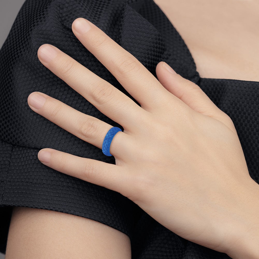 Silicone Blue Mermaid Pattern 5.7mm Domed Band Size 8