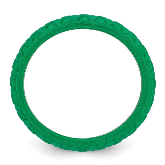 Silicone Green Mermaid Pattern 5.7mm Domed Band Size 5
