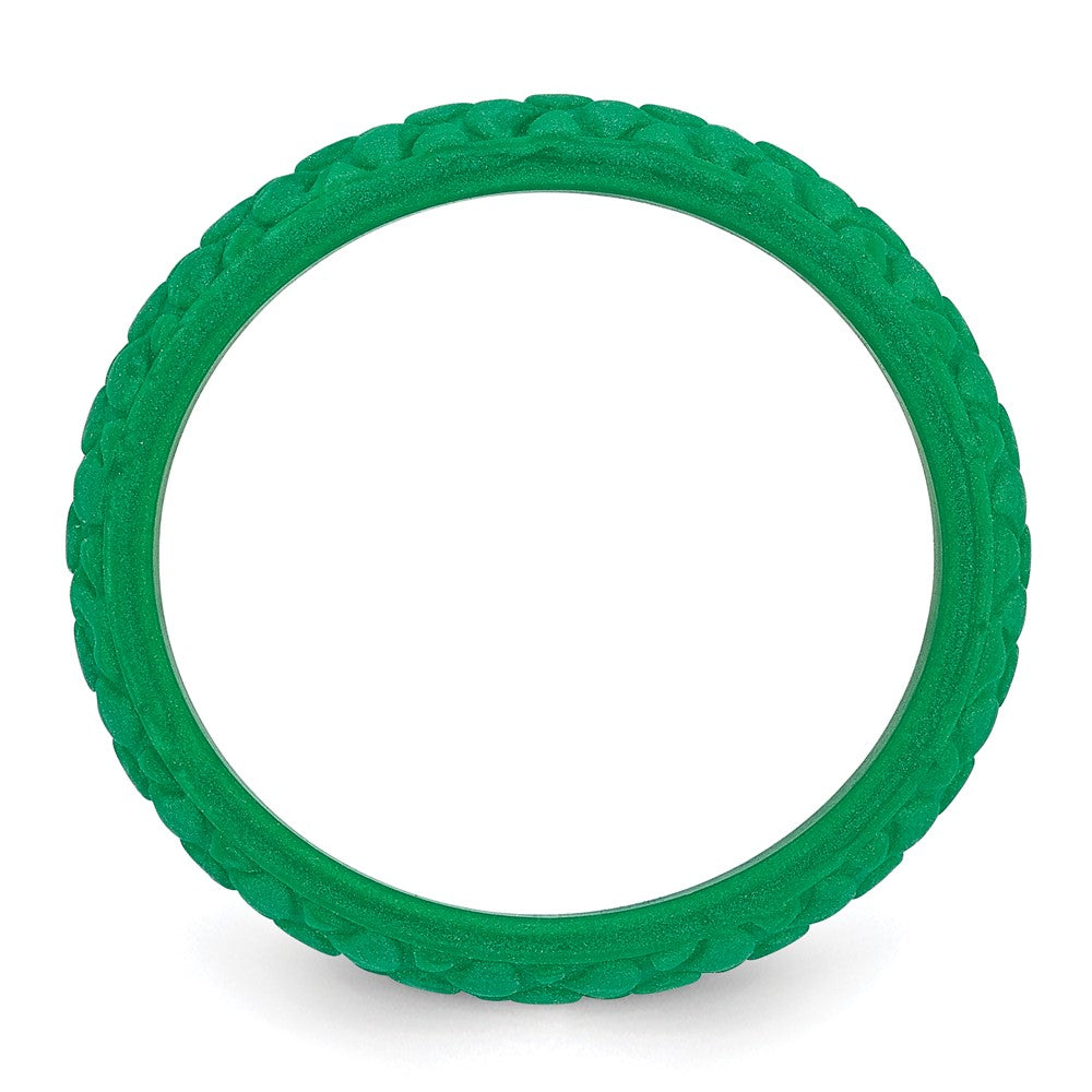 Silicone Green Mermaid Pattern 5.7mm Domed Band Size 10