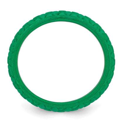 Silicone Green Mermaid Pattern 5.7mm Domed Band Size 7