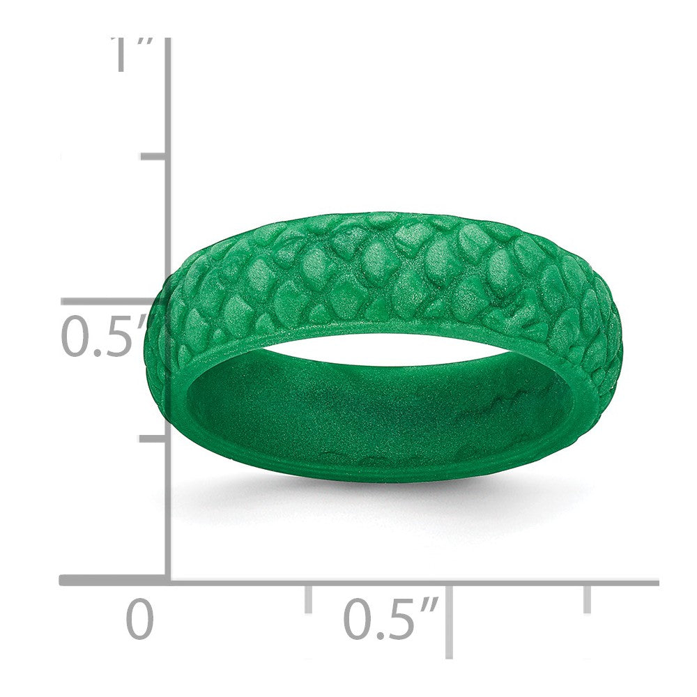 Silicone Green Mermaid Pattern 5.7mm Domed Band Size 9