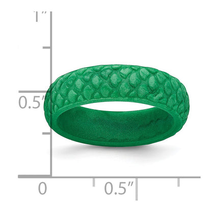 Silicone Green Mermaid Pattern 5.7mm Domed Band Size 7