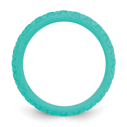 Silicone Sky Blue Mermaid Pattern 5.7mm Domed Band Size 7
