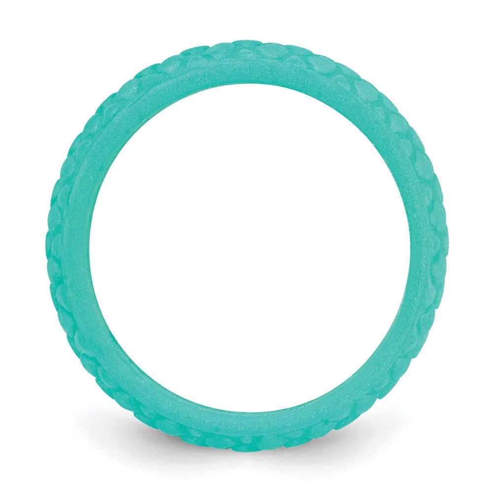 Silicone Sky Blue Mermaid Pattern 5.7mm Domed Band Size 8