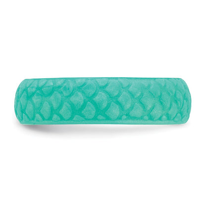 Silicone Sky Blue Mermaid Pattern 5.7mm Domed Band Size 6