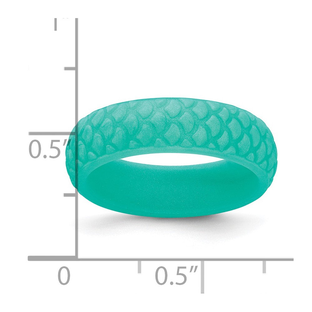 Silicone Sky Blue Mermaid Pattern 5.7mm Domed Band Size 10