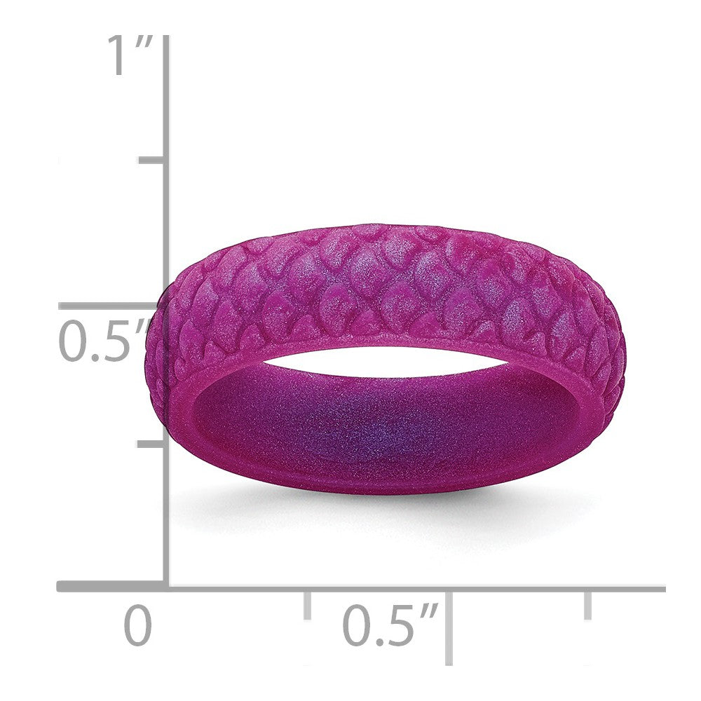 Silicone Purple Mermaid Pattern 5.7mm Domed Band Size 6