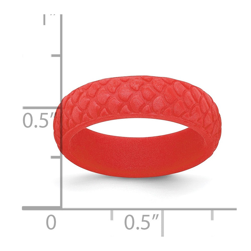 Silicone Red Mermaid Pattern 5.7mm Domed Band Size 7