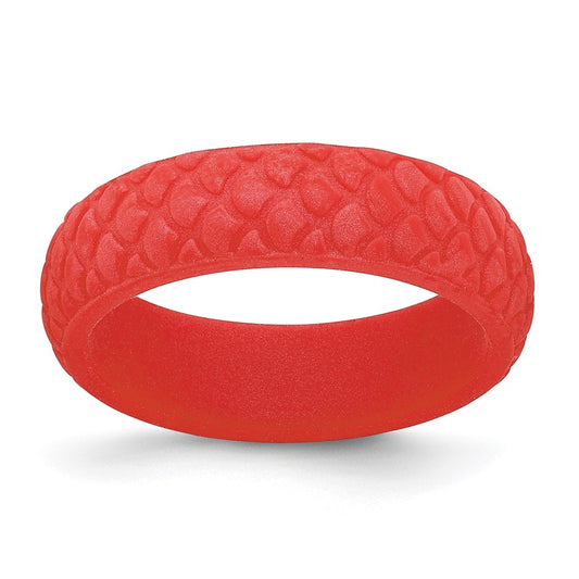 Silicone Red Mermaid Pattern 5.7mm Domed Band Size 8