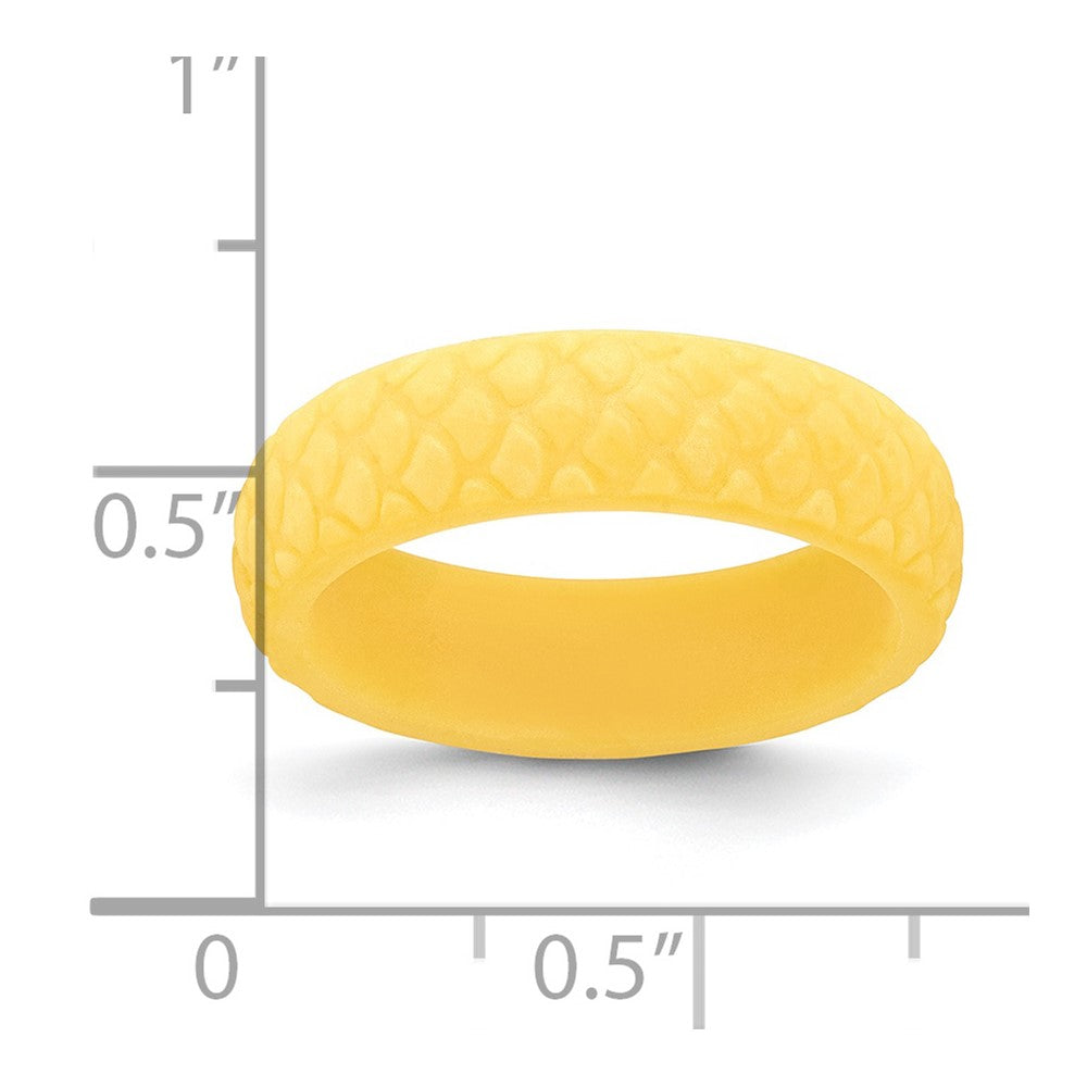 Silicone Yellow Mermaid Pattern 5.7mm Domed Band Size 7