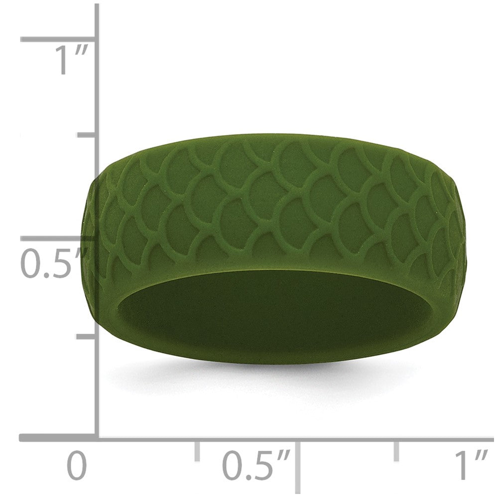 Silicone Olive Green 8.70mm Fish Scale Pattern Band