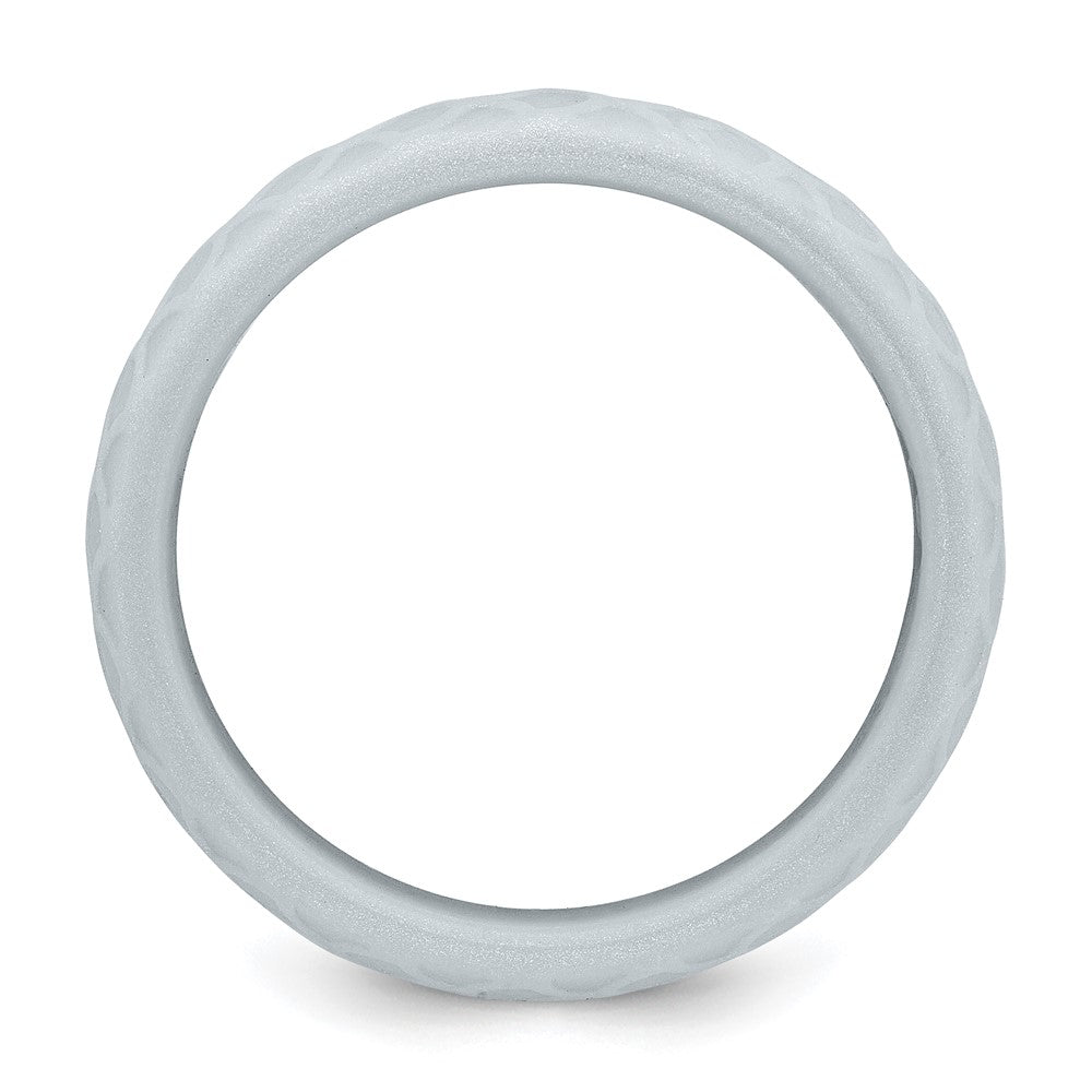 Silicone Metallic Silver 8.70mm Fish Scale Pattern Band
