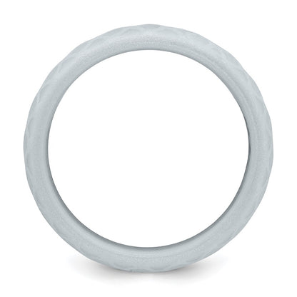 Silicone Metallic Silver 8.70mm Fish Scale Pattern Band