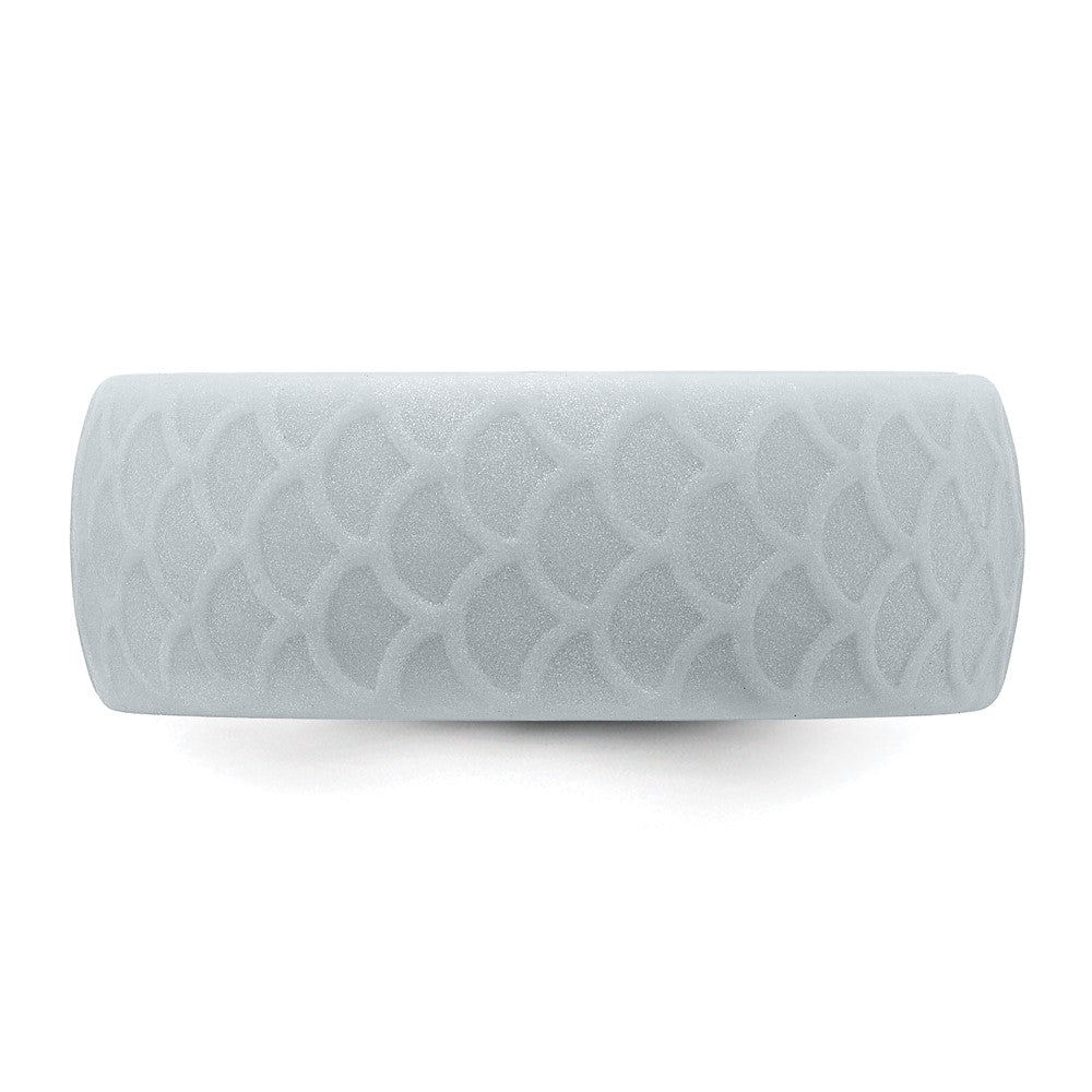 Silicone Metallic Silver 8.70mm Fish Scale Pattern Band