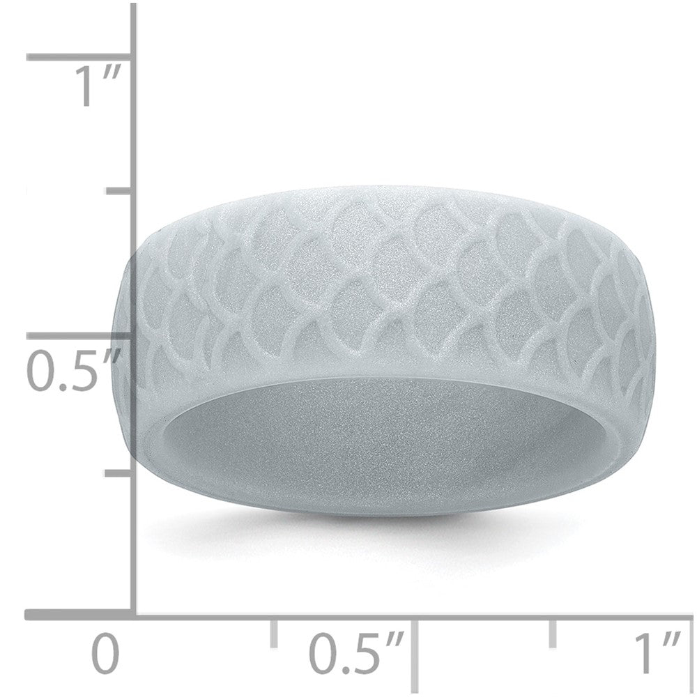 Silicone Metallic Silver 8.70mm Fish Scale Pattern Band