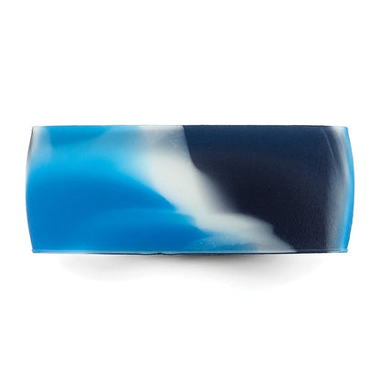 Silicone Blue/White 8.70mm Flat Edge Band
