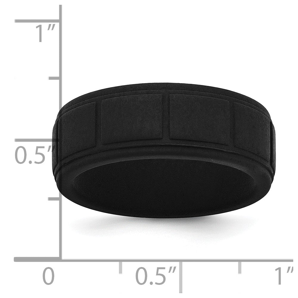 Silicone Black 8mm Grid Pattern Band