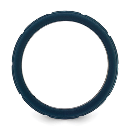 Silicone Dark Blue 8mm Grid Pattern Band