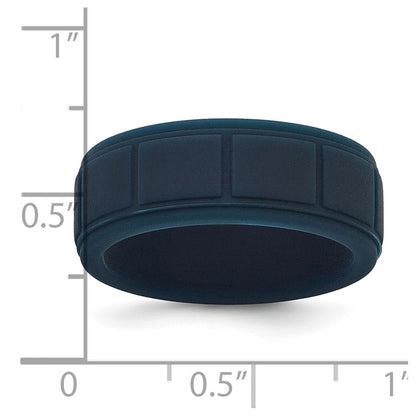 Silicone Dark Blue 8mm Grid Pattern Band