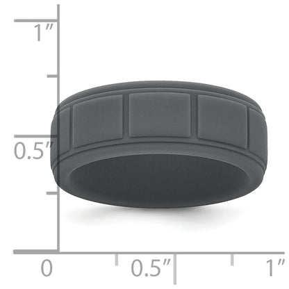 Silicone Dark Gray 8mm Grid Pattern Band
