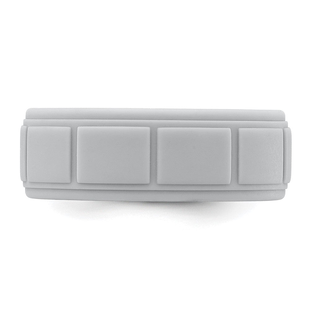 Silicone Light Gray 8mm Grid Pattern Band