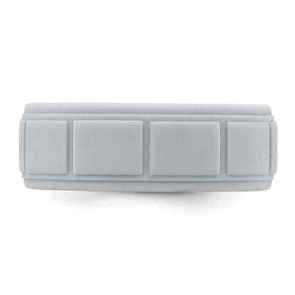 Silicone Light Gray 8mm Grid Pattern Band