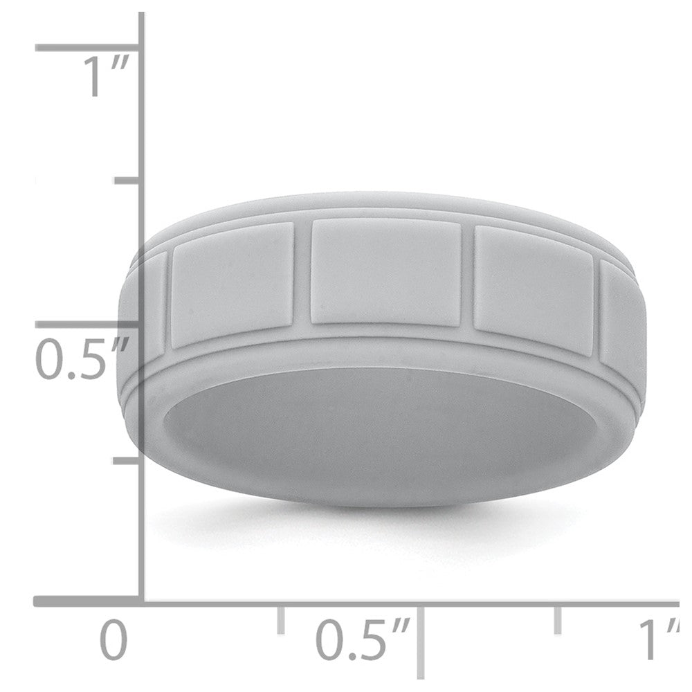 Silicone Light Gray 8mm Grid Pattern Band