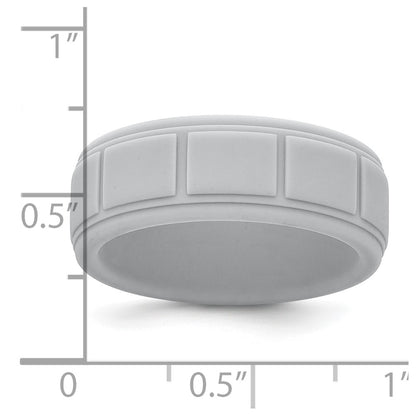 Silicone Light Gray 8mm Grid Pattern Band