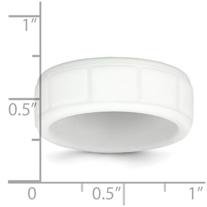Silicone White 8mm Grid Pattern Band