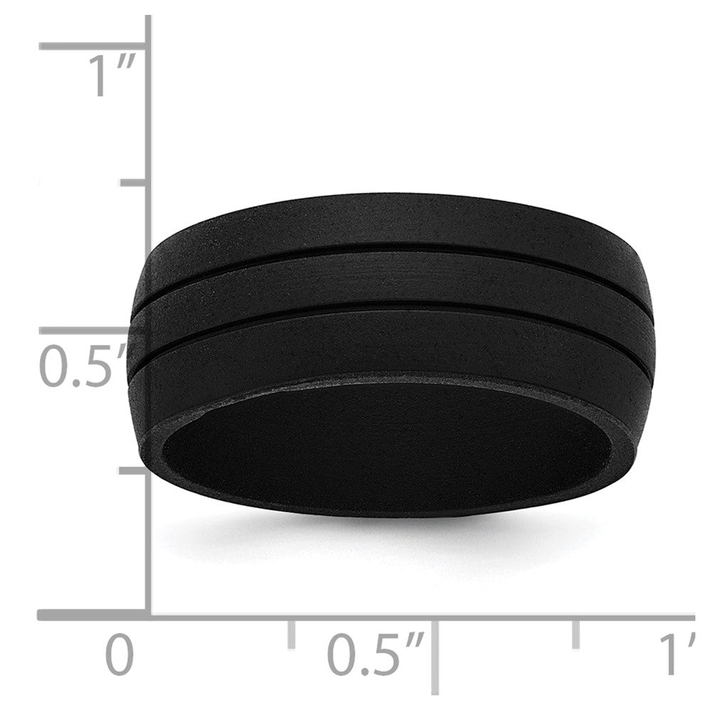 Silicone Black 8.50mm Grooved Band