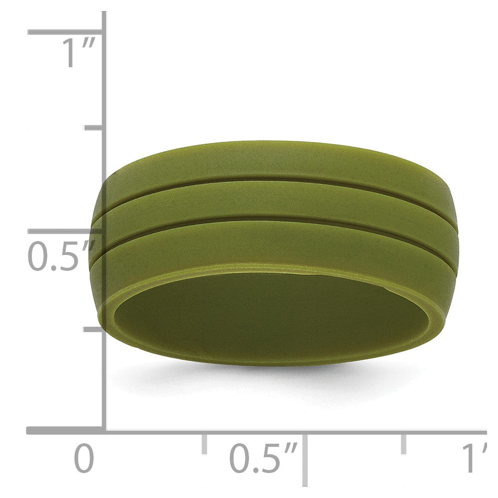 Silicone Olive Green 8.50mm Grooved Band