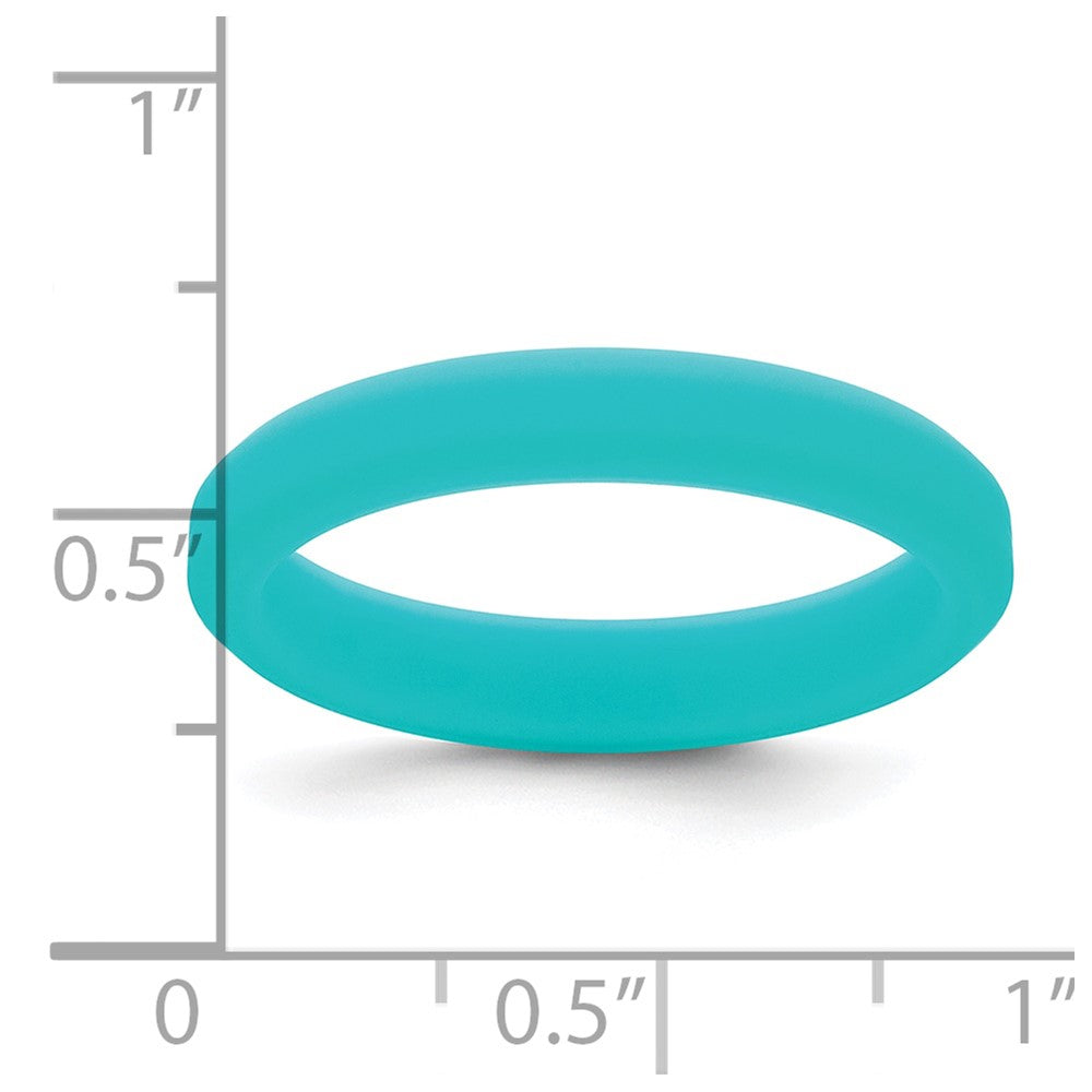 Silicone Aqua Blue 4mm Ridged Edge Band