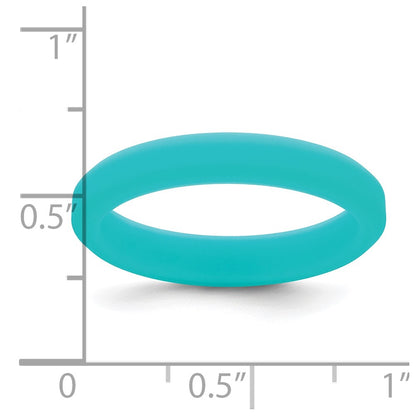 Silicone Aqua Blue 4mm Ridged Edge Band