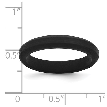 Silicone Black 4mm Ridged Edge Band