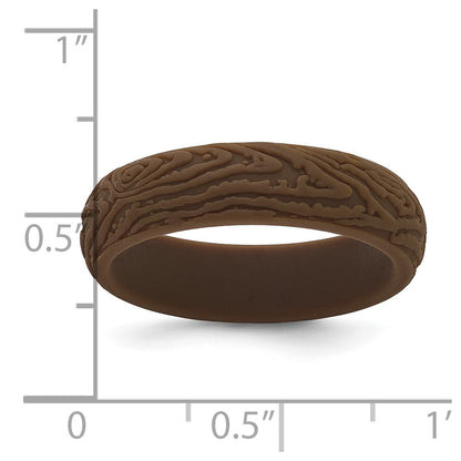 Silicone Brown 5.70mm Wood Grain Pattern Band