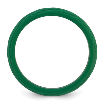 Silicone Hunter Green 5.70mm Wood Grain Pattern Band