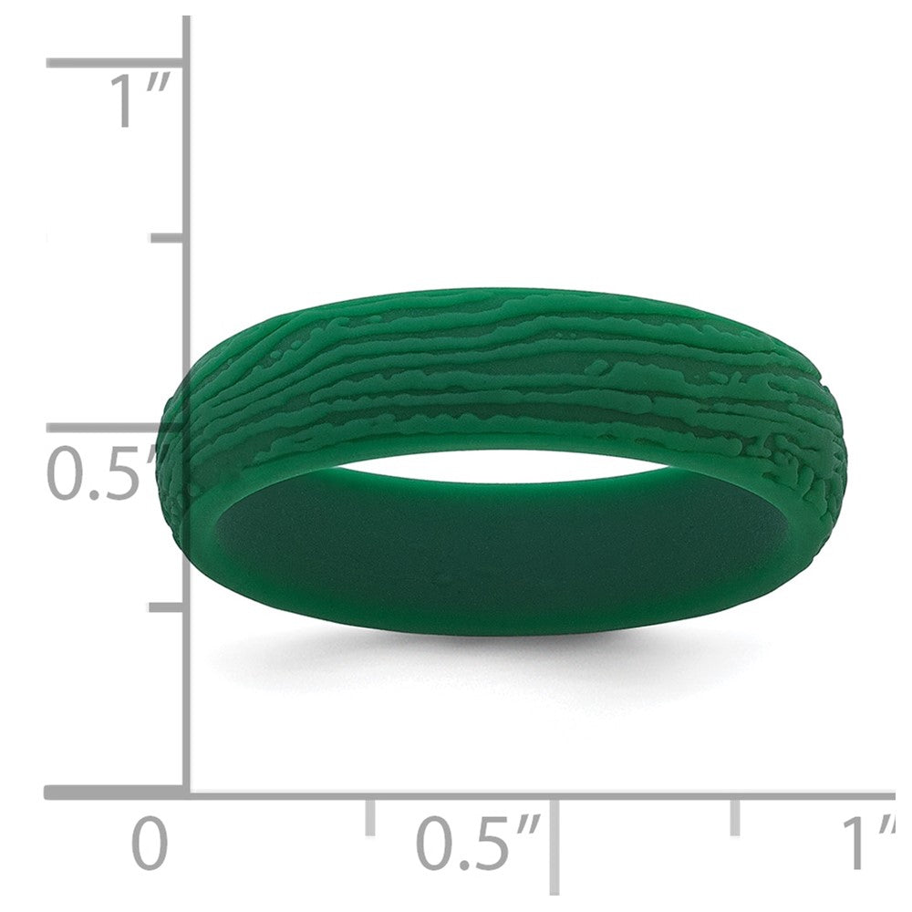 Silicone Hunter Green 5.70mm Wood Grain Pattern Band