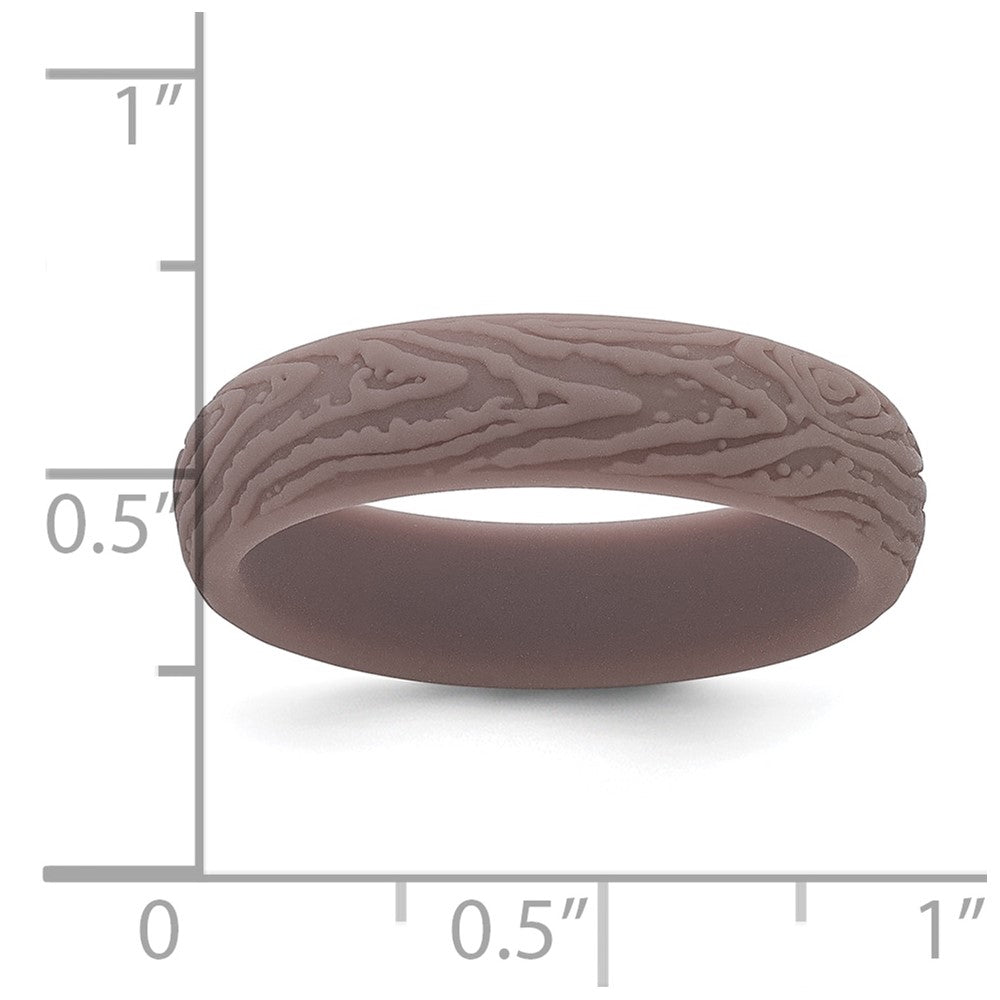 Silicone Light Brown 5.70mm Wood Grain Pattern Band