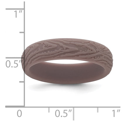 Silicone Light Brown 5.70mm Wood Grain Pattern Band