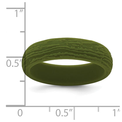 Silicone Olive Green 5.70mm Wood Grain Pattern Band