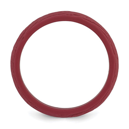 Silicone Dark Red 5.70mm Wood Grain Pattern Band