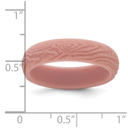 Silicone Rose Pink 5.70mm Wood Grain Pattern Band