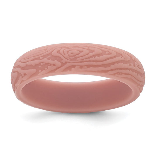 Silicone Rose Pink 5.70mm Wood Grain Pattern Band
