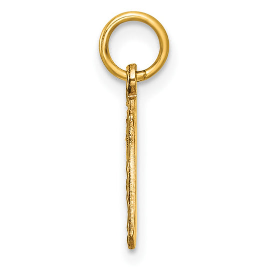 14k Small Brushed Diamond-cut Number 9 Charm
