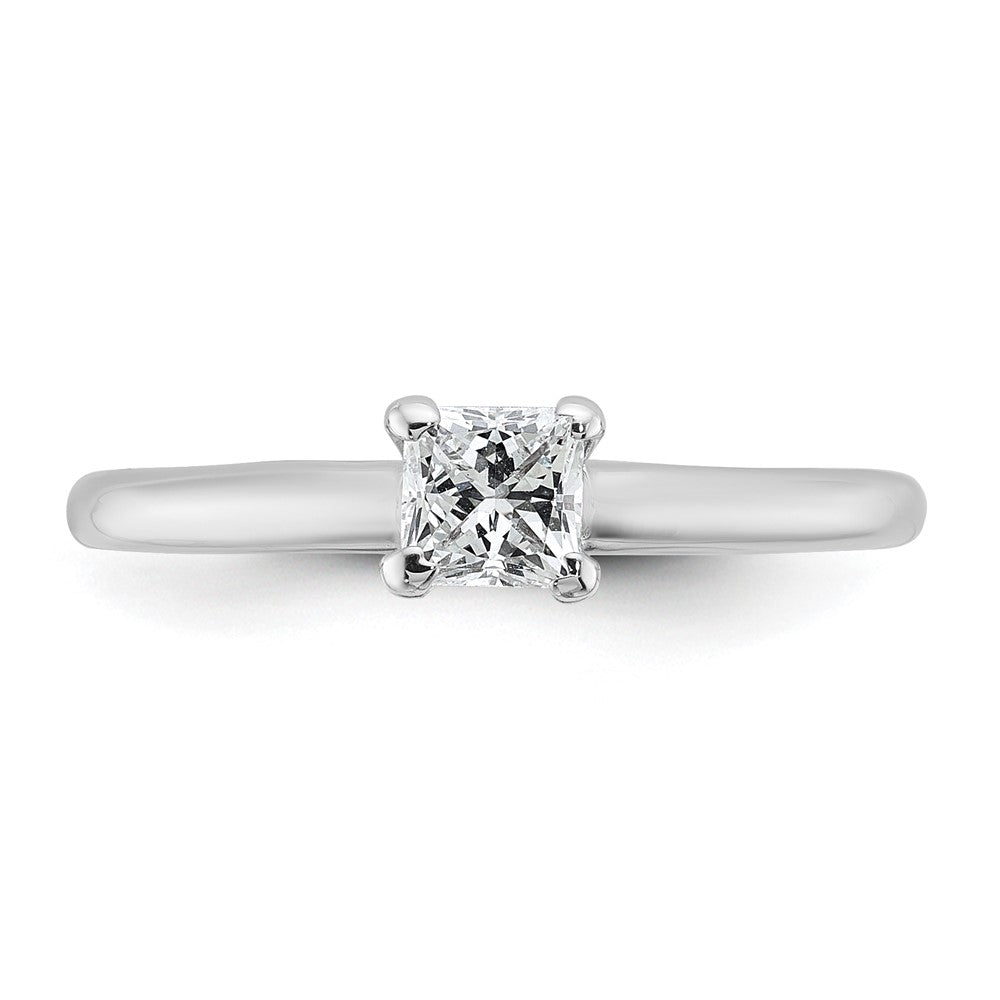 14k White Gold 1/2 carat Certified Lab Grown Diamond VS/SI+ G+ Princess Complete Solitaire Engagement Ring