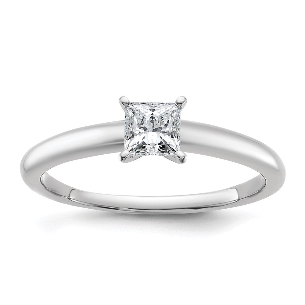 14k White Gold 1/2 carat Certified Lab Grown Diamond VS/SI+ G+ Princess Complete Solitaire Engagement Ring