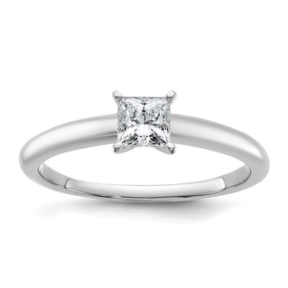 14k White Gold 1/2 carat Certified Lab Grown Diamond VS/SI+ G+ Princess Complete Solitaire Engagement Ring